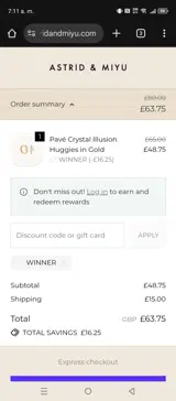 WINNER coupon verification screenshot