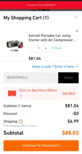 B0CBTM9563 coupon verification screenshot