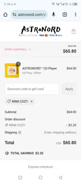 Mimi.cozy coupon verification screenshot