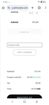 ASTRO23 coupon verification screenshot