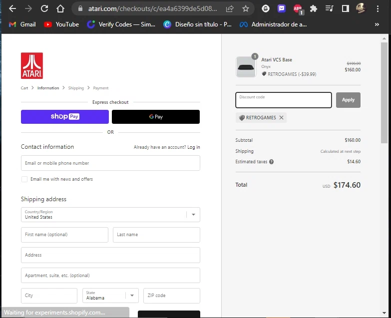 Atari checkout page showing Atari discount code box | Screenshot taken by SimplyCodes community member on Mar 8, 2023