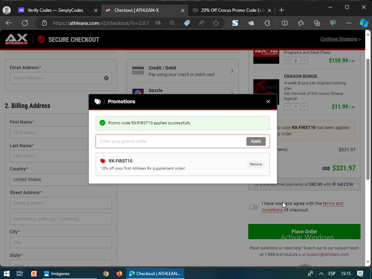 where to use Athleanx promo code box