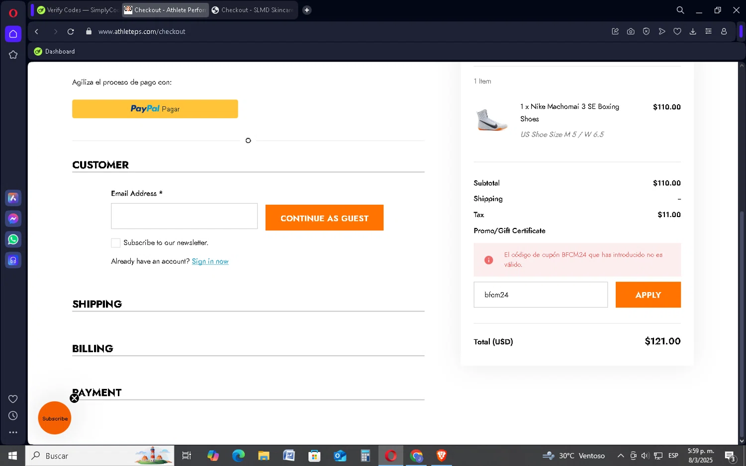 Athlete Performance Solutions coupon code screenshot showing code bfcm24 applied at Athlete Performance Solutions checkout page. Uploaded by SimplyCodes community member SavingsSentinel833 on Mar 8, 2025