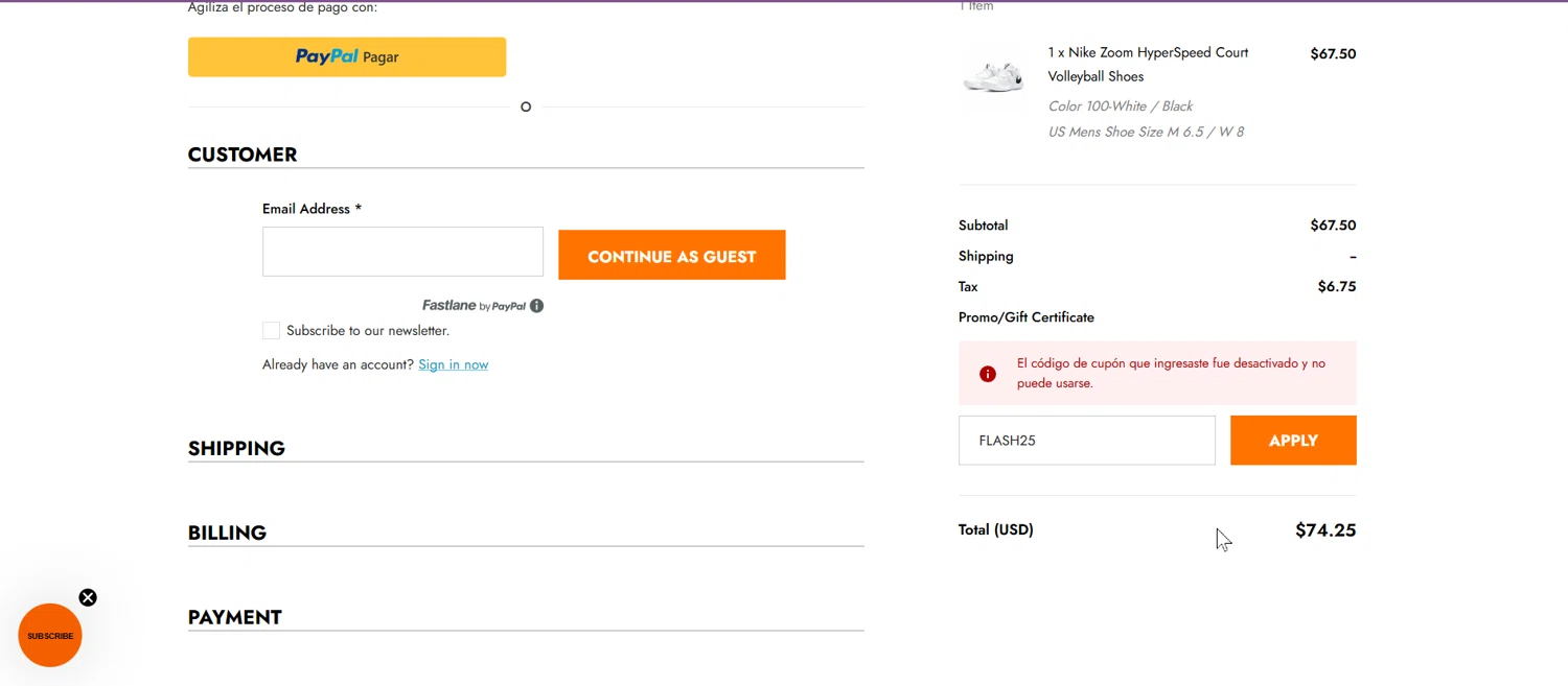 Athlete Performance Solutions coupon code screenshot showing code FLASH25 applied at Athlete Performance Solutions checkout page. Uploaded by SimplyCodes community member jungrimar on Dec 22, 2025