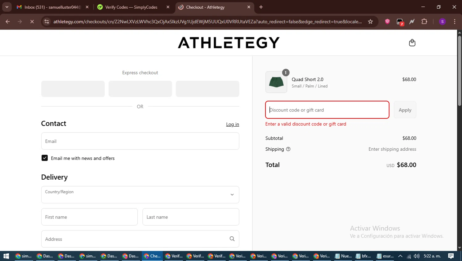 Athletegy discount code screenshot showing code FORDAD applied at Athletegy checkout page. Uploaded by SimplyCodes community member ShieldWarden7838 on Jun 19, 2025