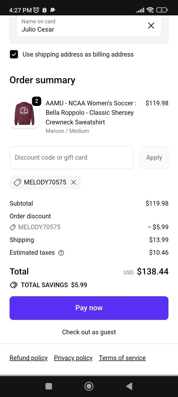 Athlete's Thread discount code screenshot showing code MELODY70575 applied at Athlete's Thread checkout page. Uploaded by SimplyCodes community member BargainPioneer8286 on Nov 22, 2025