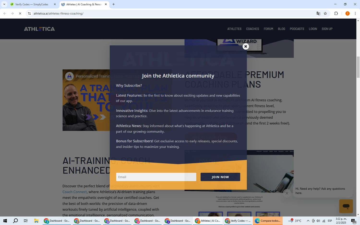 Athletica discount code screenshot showing code BF2024 applied at Athletica checkout page. Uploaded by SimplyCodes community member EpicHero3141 on Feb 2, 2025