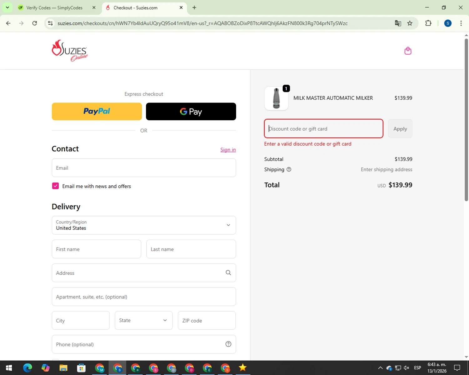 Athletica discount code screenshot showing code ANNUAL15 applied at Athletica checkout page. Uploaded by SimplyCodes community member 00000056 on Jan 13, 2026