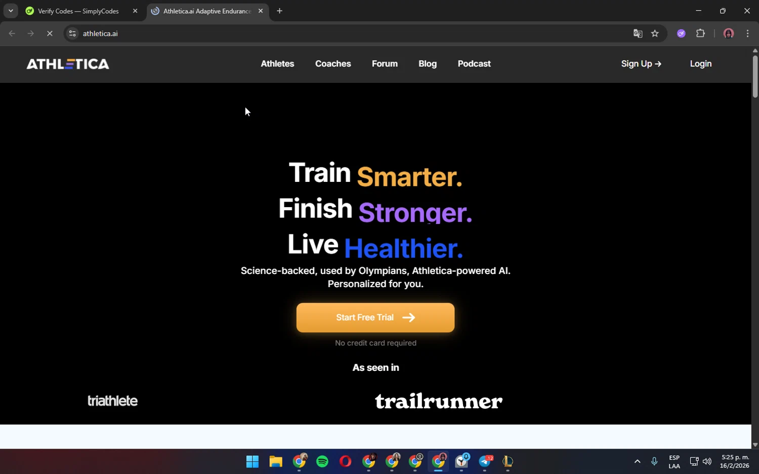 Athletica promo code screenshot showing code FITJANUARY applied at Athletica checkout page. Uploaded by SimplyCodes community member ShrewdPilot3521 on Feb 16, 2026