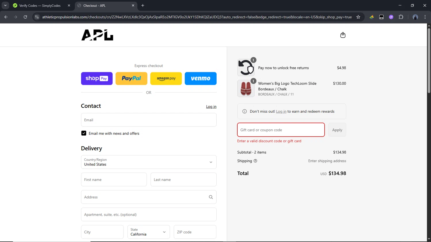 Athletic Propulsion Labs promo code screenshot showing code JULY4 applied at Athletic Propulsion Labs checkout page. Uploaded by SimplyCodes community member Time_sin_filtro on Jul 12, 2025