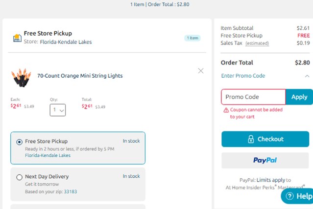 At Home checkout page showing At Home promo code box | Screenshot taken by SimplyCodes community member on Oct 28, 2024