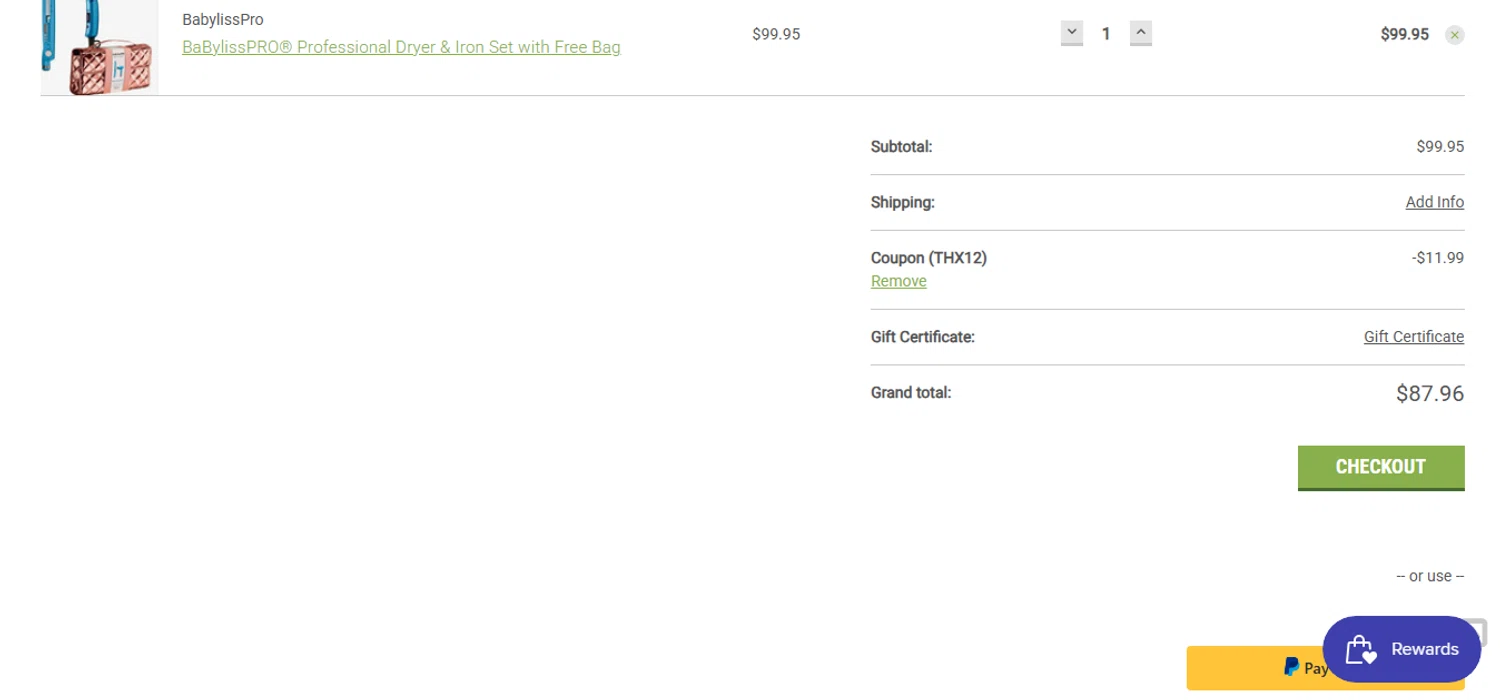 Atlanta Barber promo code screenshot showing code THX12 applied at Atlanta Barber checkout page. Uploaded by SimplyCodes community member xHRxUltrax on Dec 25, 2025