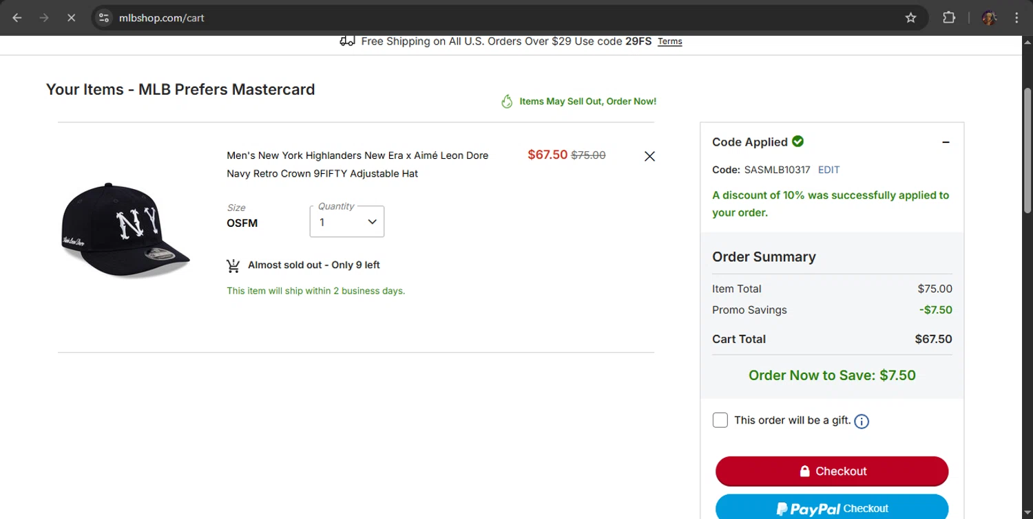 Atlanta Braves checkout page showing Atlanta Braves promo code box | Screenshot taken by SimplyCodes community member on Feb 22, 2026