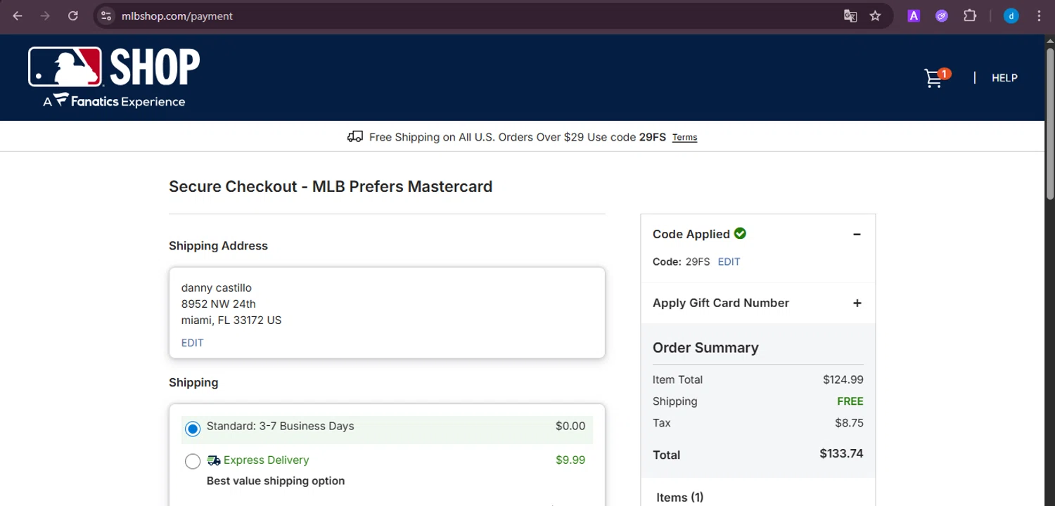 Atlanta Braves checkout page showing Atlanta Braves promo code box | Screenshot taken by SimplyCodes community member on Jan 31, 2026