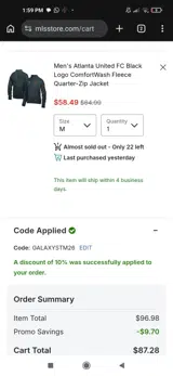 Atlanta United FC coupon verification screenshot