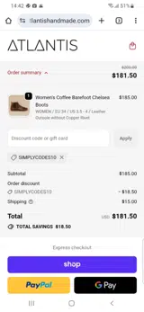 SIMPLYCODES10 coupon verification screenshot