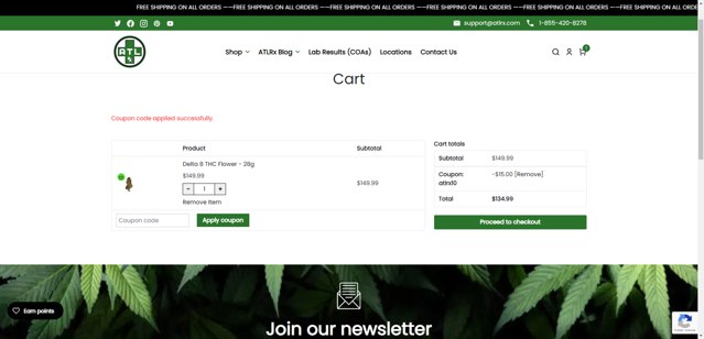 ATL Rx checkout page showing ATL Rx promo code box | Screenshot taken by SimplyCodes community member on Jun 7, 2025