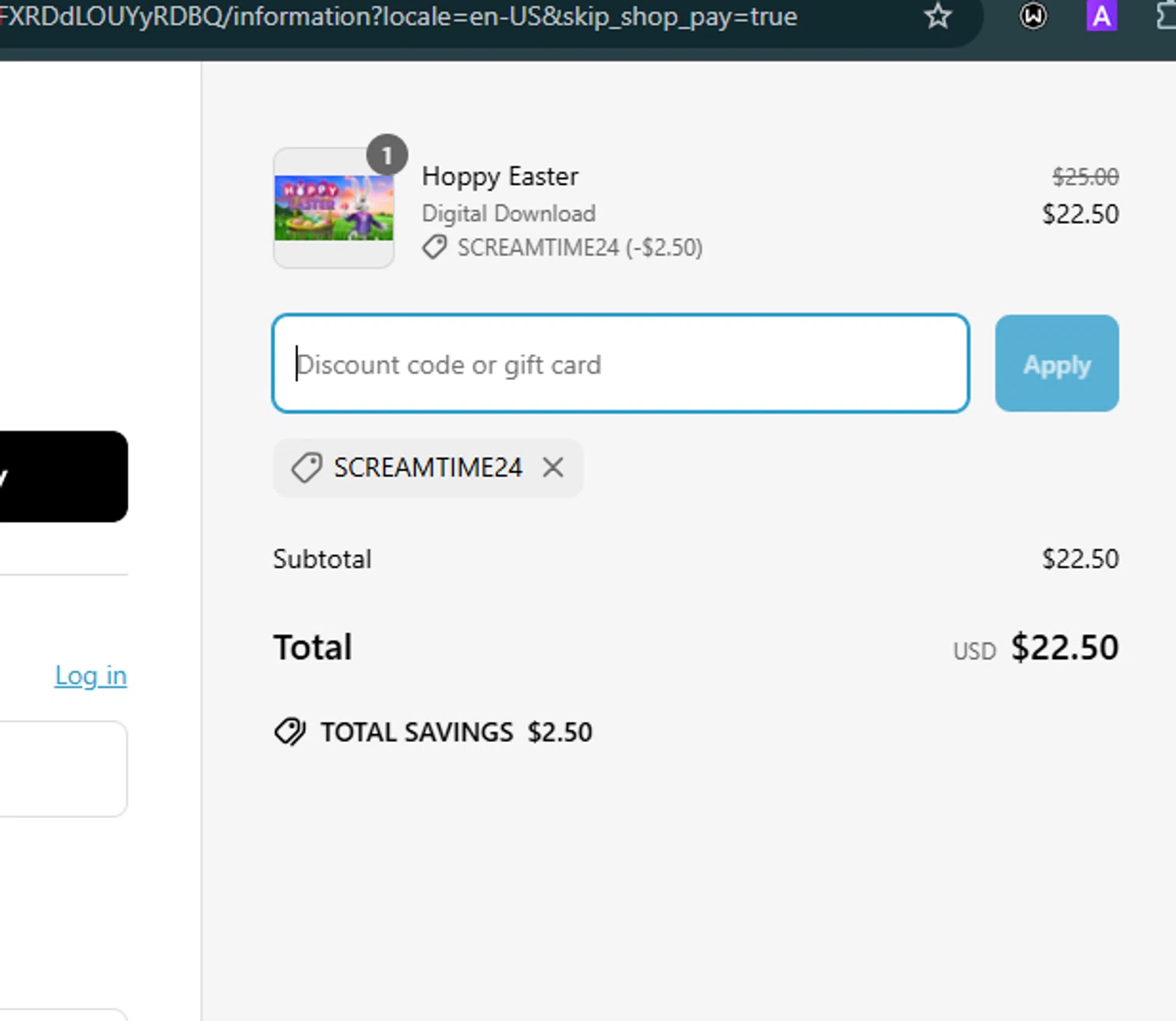 AtmosFX discount code screenshot showing code SCREAMTIME24 applied at AtmosFX checkout page. Uploaded by SimplyCodes community member VoucherHero6322 on Apr 6, 2025