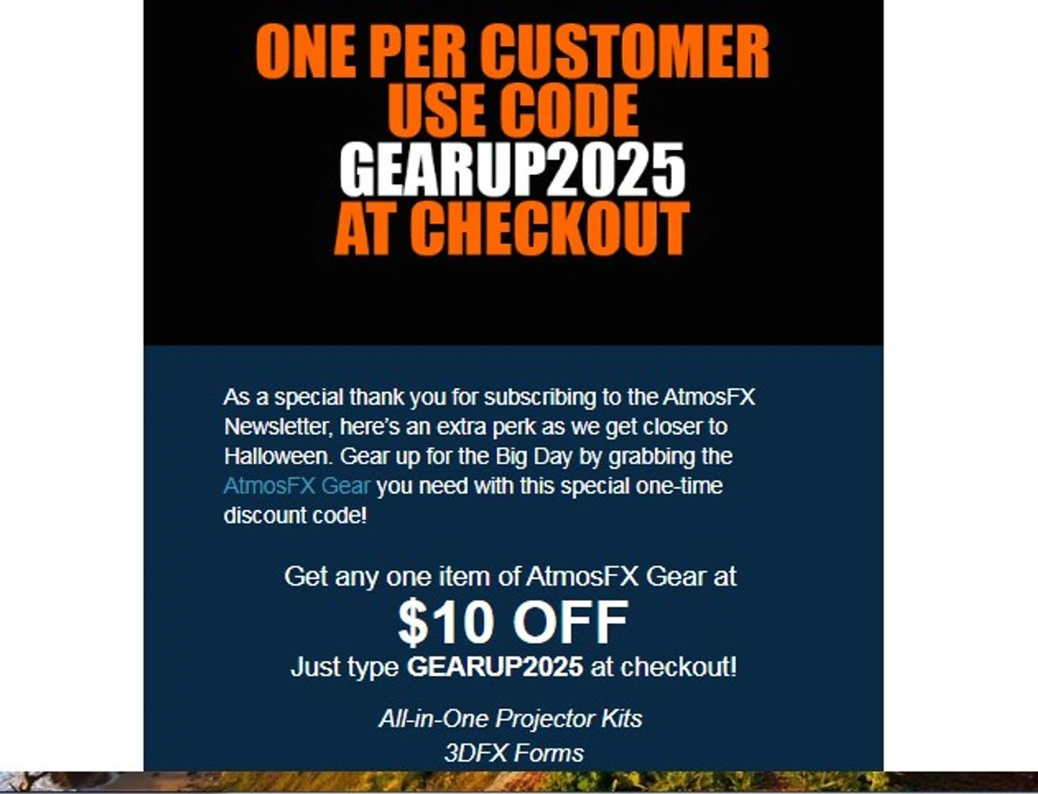AtmosFX discount code screenshot showing code GEARUP2025 applied at AtmosFX checkout page. Uploaded by SimplyCodes community member yennifergonzalez on Aug 2, 2025