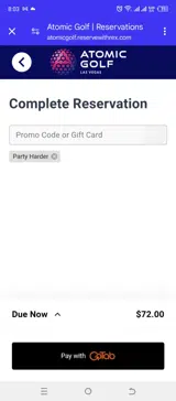 PARTYHARDER coupon verification screenshot