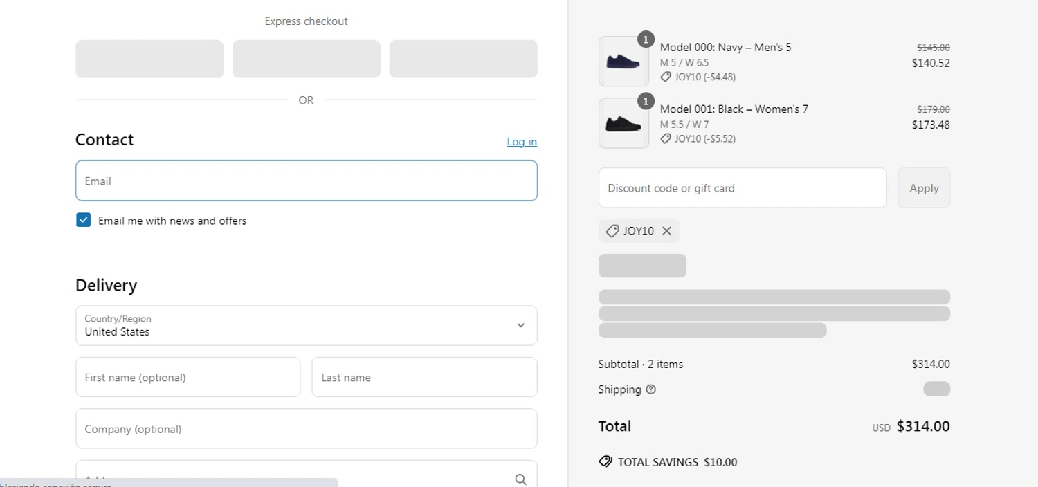 Atoms promo code screenshot showing code JOY10 applied at Atoms checkout page. Uploaded by SimplyCodes community member yilmamalave on Mar 27, 2025