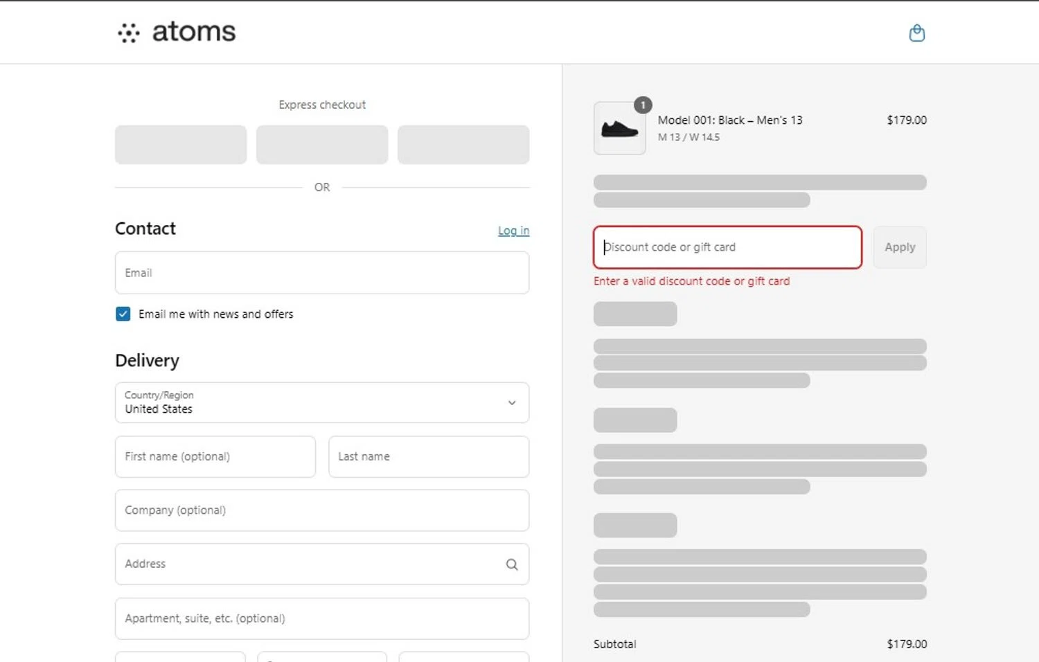 Atoms promo code screenshot showing code DJ20 applied at Atoms checkout page. Uploaded by SimplyCodes community member PennyHero5335 on Jul 14, 2025