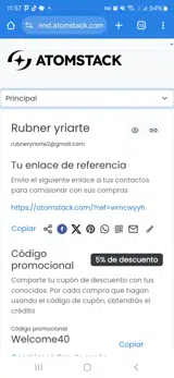 Welcome40 coupon verification screenshot