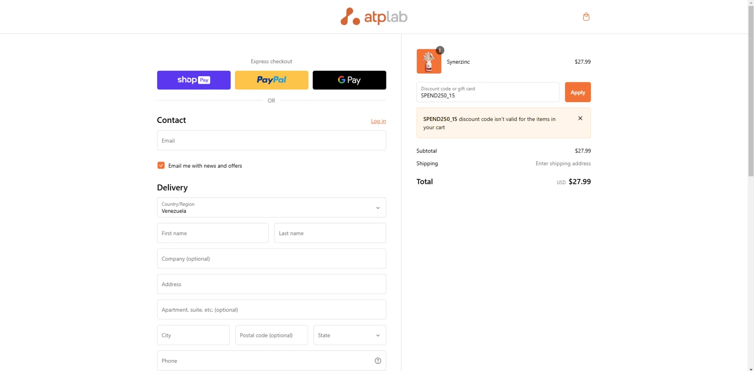 ATP promo code screenshot showing code SPEND250_15 applied at ATP checkout page. Uploaded by SimplyCodes community member brrrrr on Feb 1, 2025