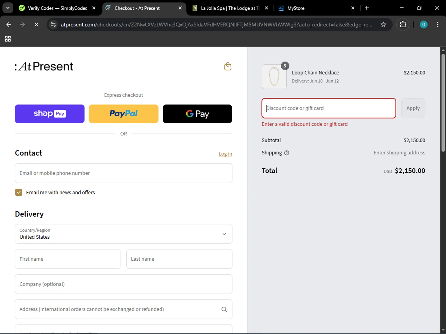 At Present discount code screenshot showing code AP20FOR24 applied at At Present checkout page. Uploaded by SimplyCodes community member ELROJO on Jun 5, 2025