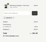 JAMESATP coupon verification screenshot