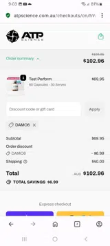 DAMO6 coupon verification screenshot