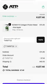 THRIFT10 coupon verification screenshot