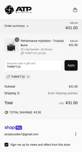 THRIFT10 coupon verification screenshot