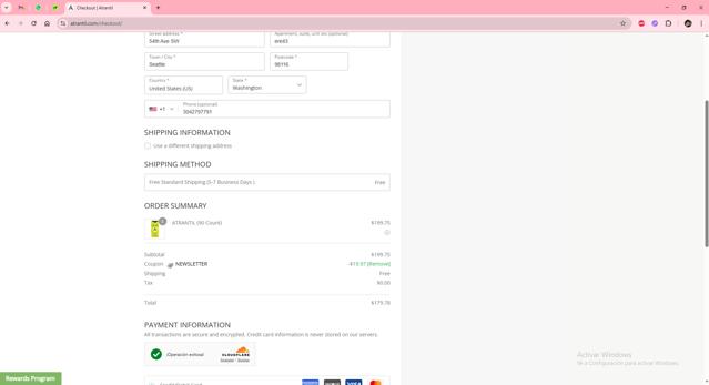 Atrantil checkout page showing Atrantil promo code box | Screenshot taken by SimplyCodes community member on Jul 25, 2025