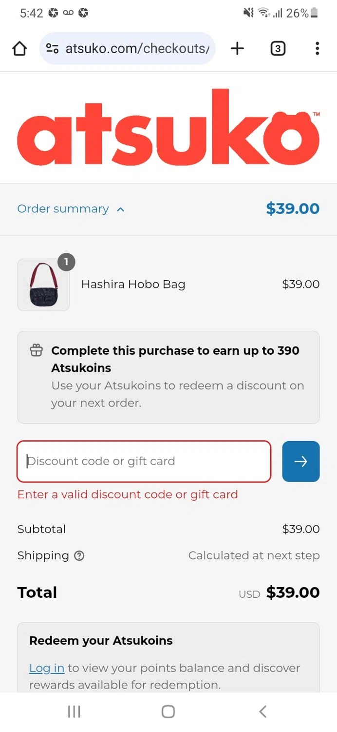 Atsuko discount code screenshot showing code teeth applied at Atsuko checkout page. Uploaded by SimplyCodes community member yajairagonzalez1 on Apr 6, 2025