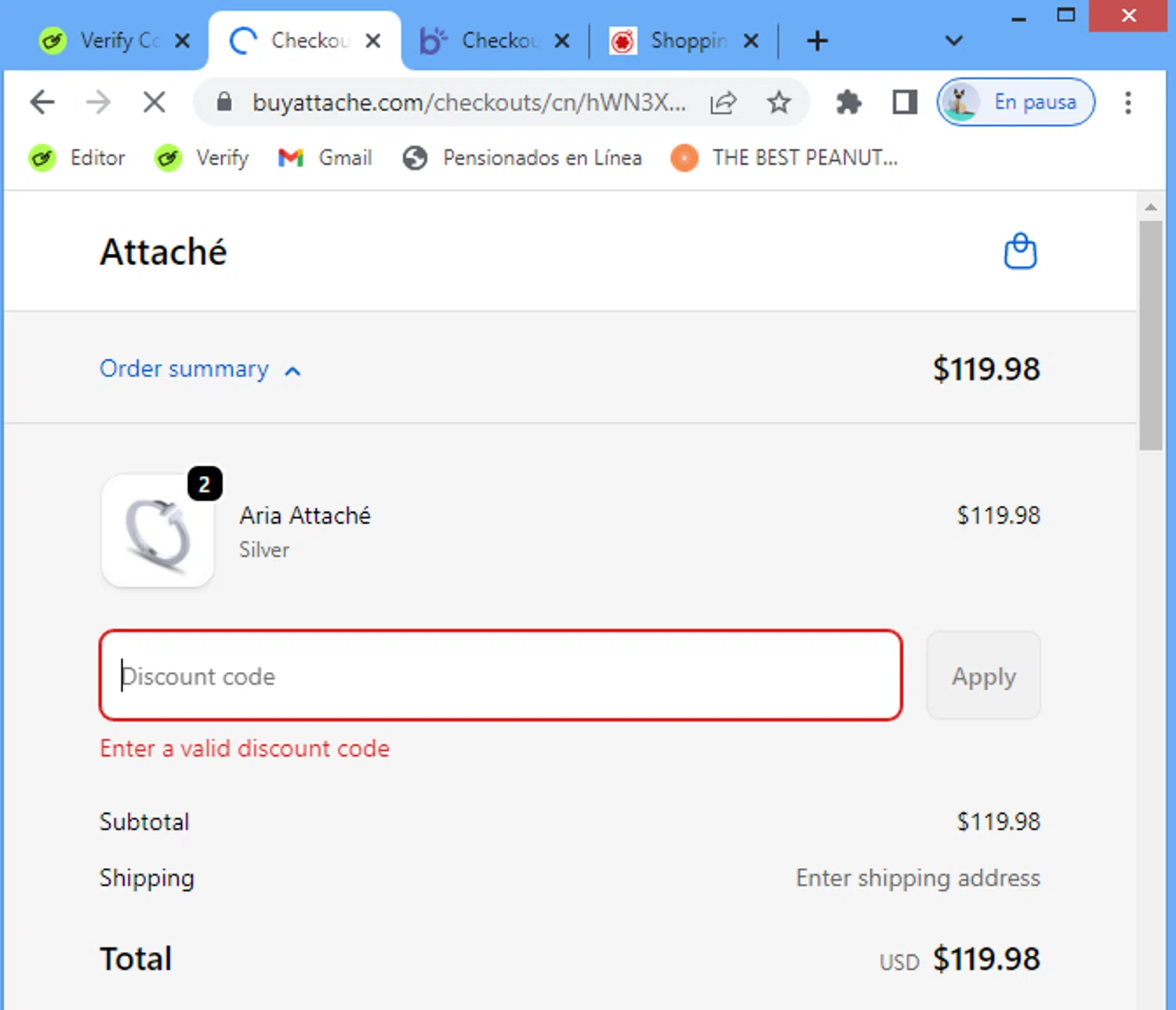 Attaché promo code screenshot showing code ATTACHE20 applied at Attaché checkout page. Uploaded by SimplyCodes community member Pitiyanki on Sep 29, 2025