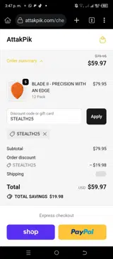 STEALTH25 coupon verification screenshot