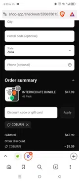 COBURN coupon verification screenshot
