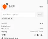 COBURN coupon verification screenshot