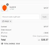 ATK20 coupon verification screenshot