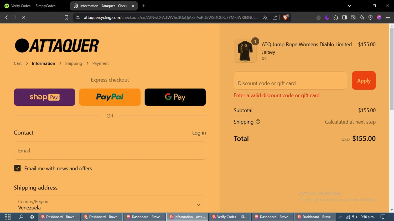 Attaquer discount code screenshot showing code CR-FRIENDS15 applied at Attaquer checkout page. Uploaded by SimplyCodes community member ValueWhiz9480 on Mar 11, 2025