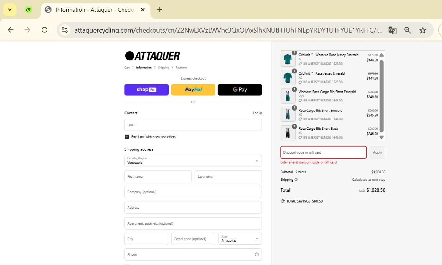 Attaquer discount code screenshot showing code NEW-SITE-2025 applied at Attaquer checkout page. Uploaded by SimplyCodes community member EpicSpotter6525 on Jun 12, 2025