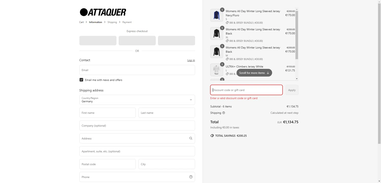Attaquer discount code screenshot showing code NEW-SITE-2025 applied at Attaquer checkout page. Uploaded by SimplyCodes community member RewardTitan728 on Jun 12, 2025