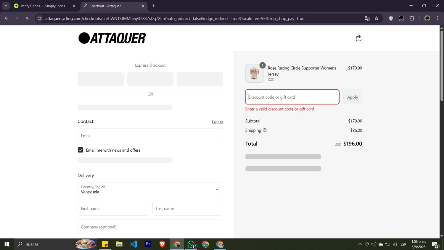 Attaquer discount code screenshot showing code PASTRIESCC20 applied at Attaquer checkout page. Uploaded by SimplyCodes community member Moisesdk0 on Aug 5, 2025
