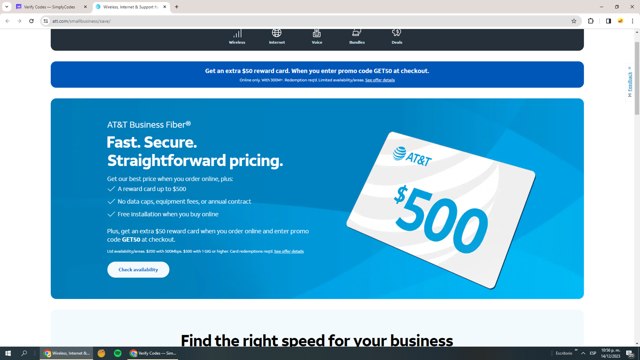 AT&T Business checkout page showing AT&T Business promo code box | Screenshot taken by SimplyCodes community member on Dec 15, 2023