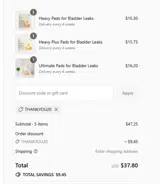 thankyou20 coupon verification screenshot