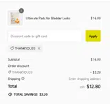 thankyou20 coupon verification screenshot