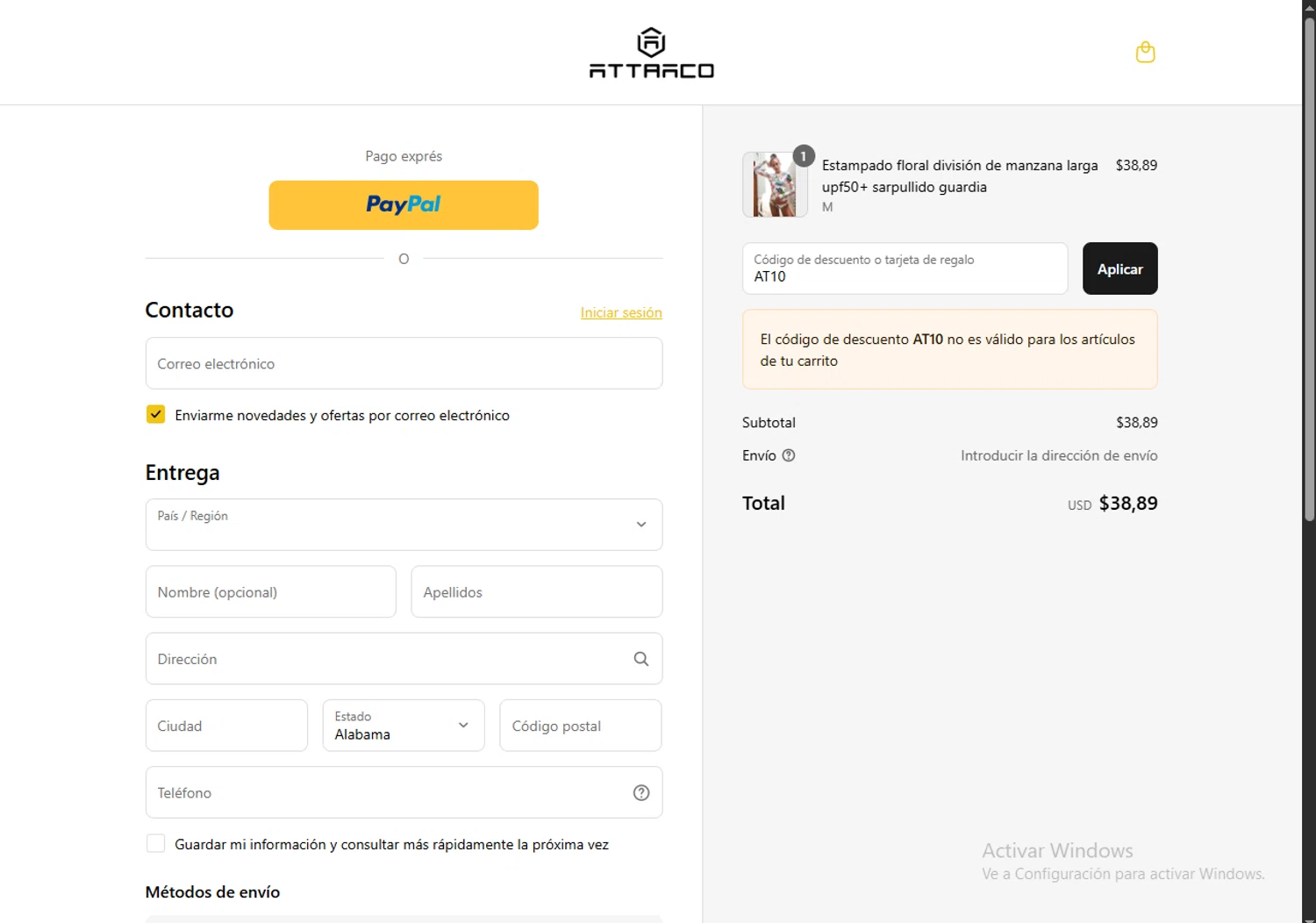 Attraco discount code screenshot showing code AT10 applied at Attraco checkout page. Uploaded by SimplyCodes community member MagnificentTitan8616 on Jul 15, 2025