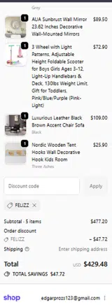 FELIZZ coupon verification screenshot
