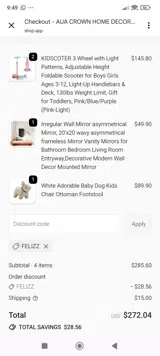 FELIZZ coupon verification screenshot